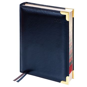 Ежедневник датированный 2026г., А6, 184л., Delucci, Гладкая кожа, зол. срез, черный