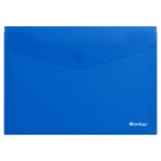 Папка-конверт на кнопке Berlingo "Soft Touch", А4, 200мкм, софт-тач, синяя