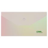 Папка-конверт на кнопке СТАММ "Сияние" С6, 180мкм, пластик, непрозрачная, белый